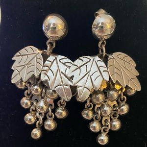 Taxco Sterling Silver Grape Dangle Earrings